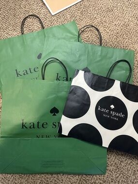 Kate Spade Polka Dot & Green set of 4 kate spade shopping bags